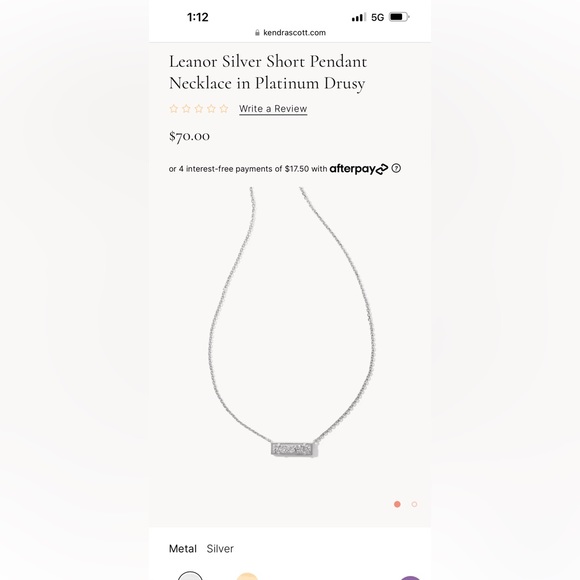 NIB Kendra Scott Leanor Silver Short Pendant Necklace - Picture 3 of 3